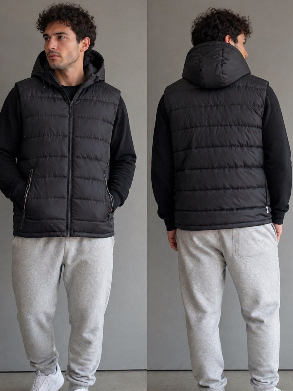 Mavi NWT Black Hooded Puffer Vest Men’s XL Full Zip Quilted Lightweight Jacket